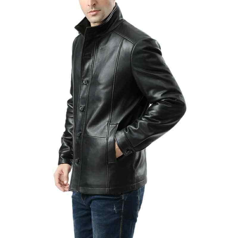 manlingarment.com Wholesale Custom Men Black Blazer Real Leather Jacket Buy Fashion Men's Clothing Slim Fit Casual Black Blaze