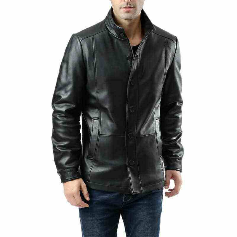 manlingarment.com Wholesale Custom Men Black Blazer Real Leather Jacket Buy Fashion Men's Clothing Slim Fit Casual Black Blaze